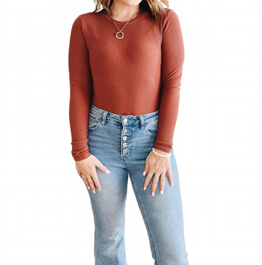 NEW LITTLE DAISY CLOSET the steady flame bodysuit in mineral red